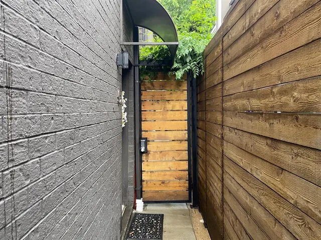 a view of a wooden door