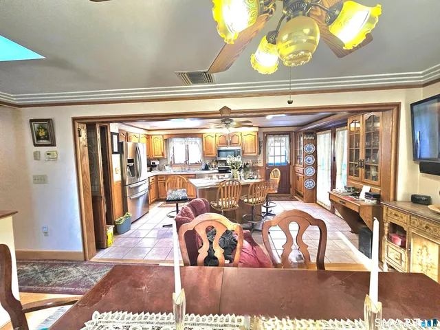 a view of a lobby with furniture