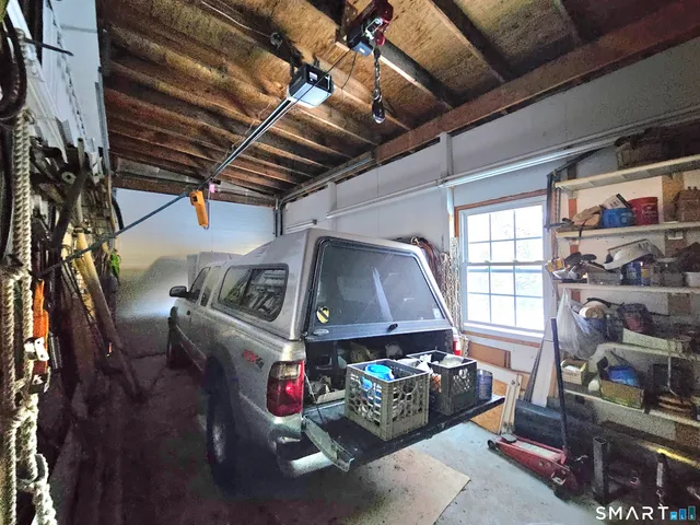 a room with lots of books and a large tree
