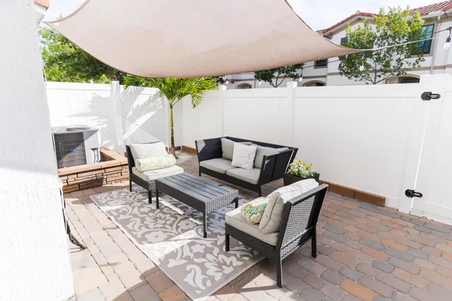 a outdoor living space with furniture