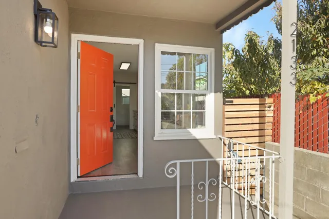 a front view of a house with a window