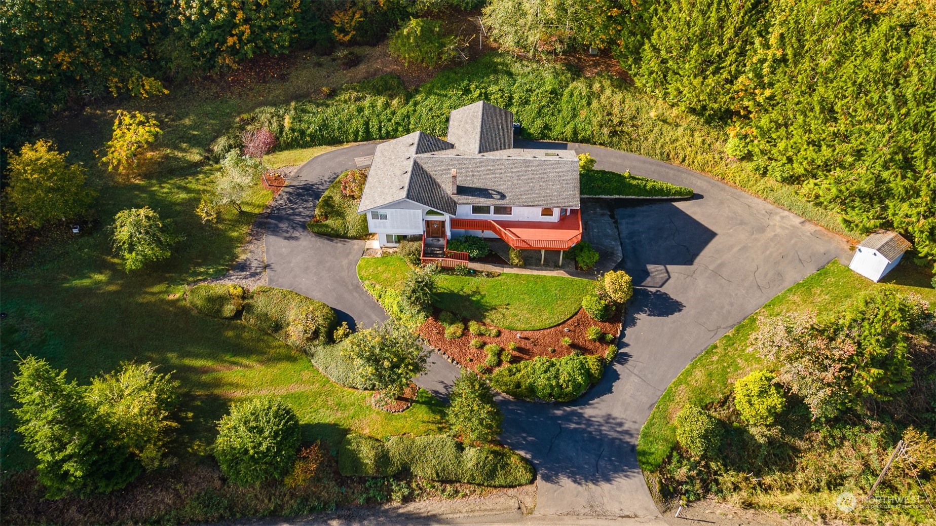 1345 Pleasant Valley Road Chehalis, WA 98532 - Photo 5 of 40 an aerial view of a house with a yard swimming pool and outdoor seating