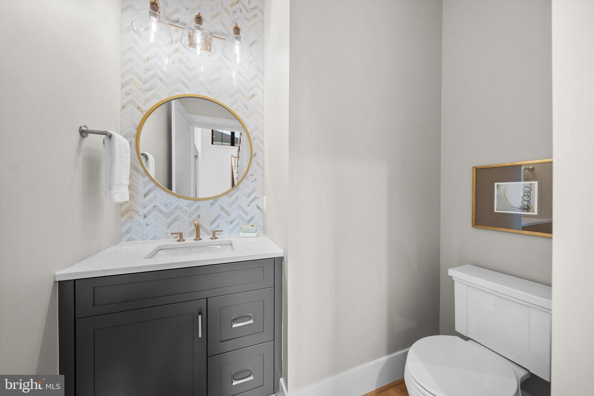 6807 29th Street North Arlington, VA 22213 - Photo 16 of 36 a bathroom with a toilet a sink and mirror