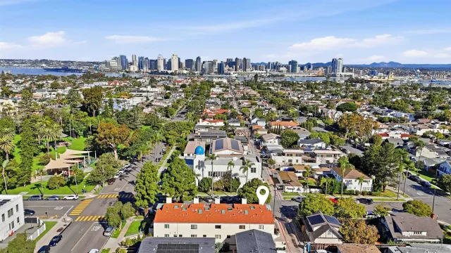 an aerial view of a city