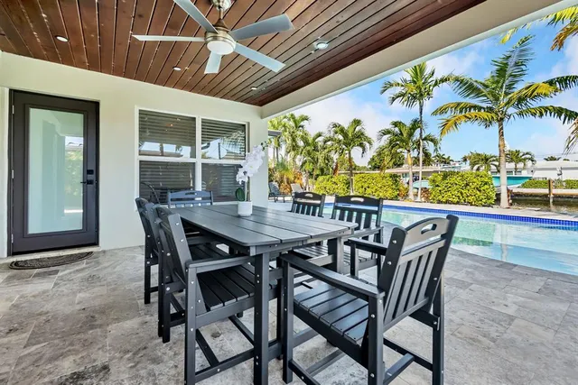 a view of an outdoor space with furniture