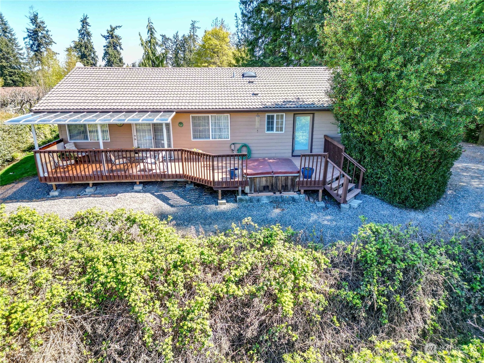 318 View Ridge Drive Port Angeles, WA 98362 - Photo 5 of 33 an aerial view of a house with swimming pool and garden
