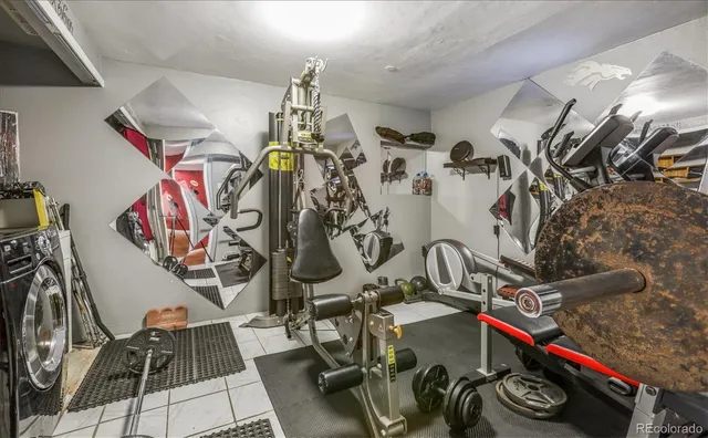 a view of a room with gym equipment