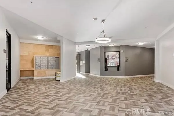a view of a livingroom with a chandelier
