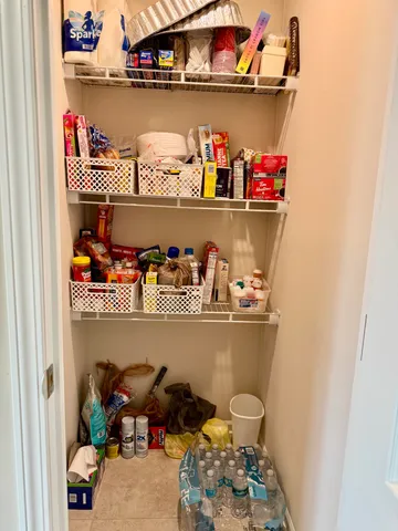 a shelf with food on it