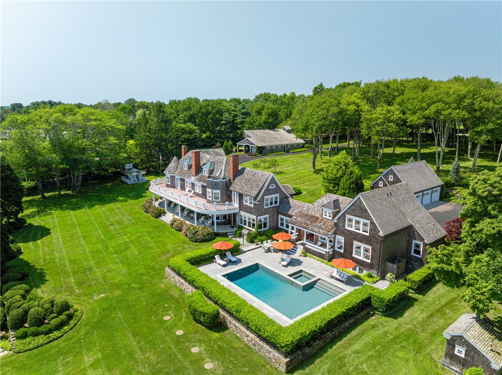 340 East Shore Road Jamestown, RI 02835 - Photo 2 of 50 SHOWCASING POOL AND EXPANSIVE LAWN