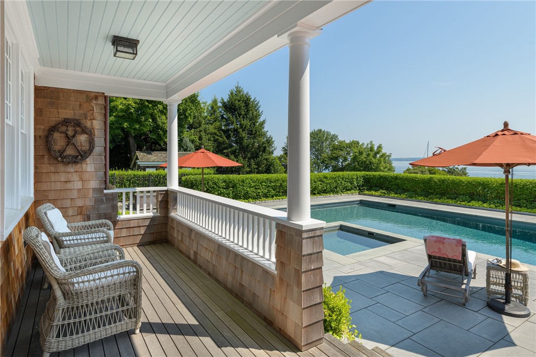 340 East Shore Road Jamestown, RI 02835 - Photo 27 of 50 GUEST WING DECK FACING POOL & BAY VIEWS