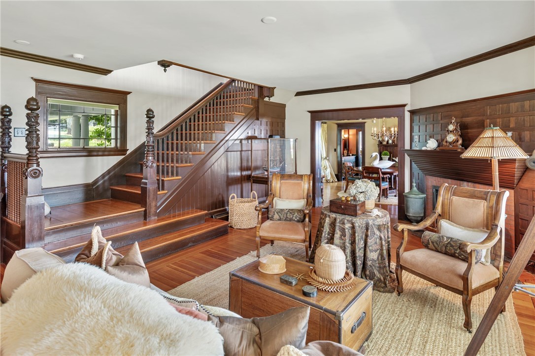 340 East Shore Road Jamestown, RI 02835 - Photo 36 of 50 SPACIOUS LIVING ROOM WITH ORNATE STAIRCASE