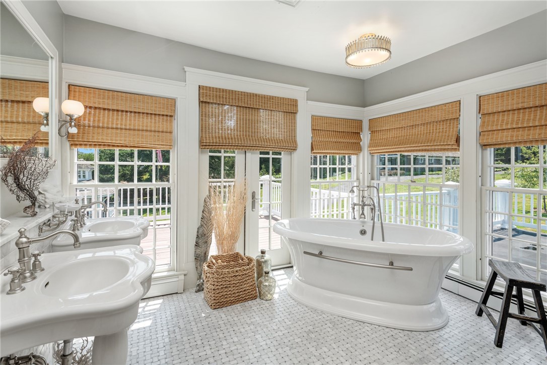 340 East Shore Road Jamestown, RI 02835 - Photo 42 of 50 OFFERS DUAL PEDESTAL SINKS, JETTED TUB, MARBLE SHOWER, FRENCH DOORS TO UPPER LEVEL DECK