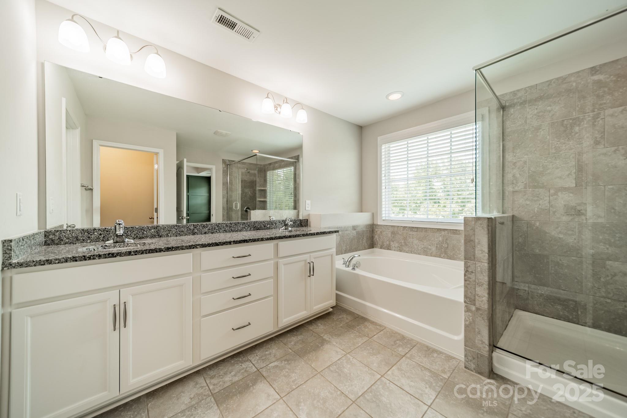 9229 Inverness Bay Road Charlotte, NC 28278 - Photo 16 of 41 a spacious bathroom with a granite countertop sink a mirror and a bathtub