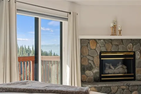 a fireplace with a wooden floor