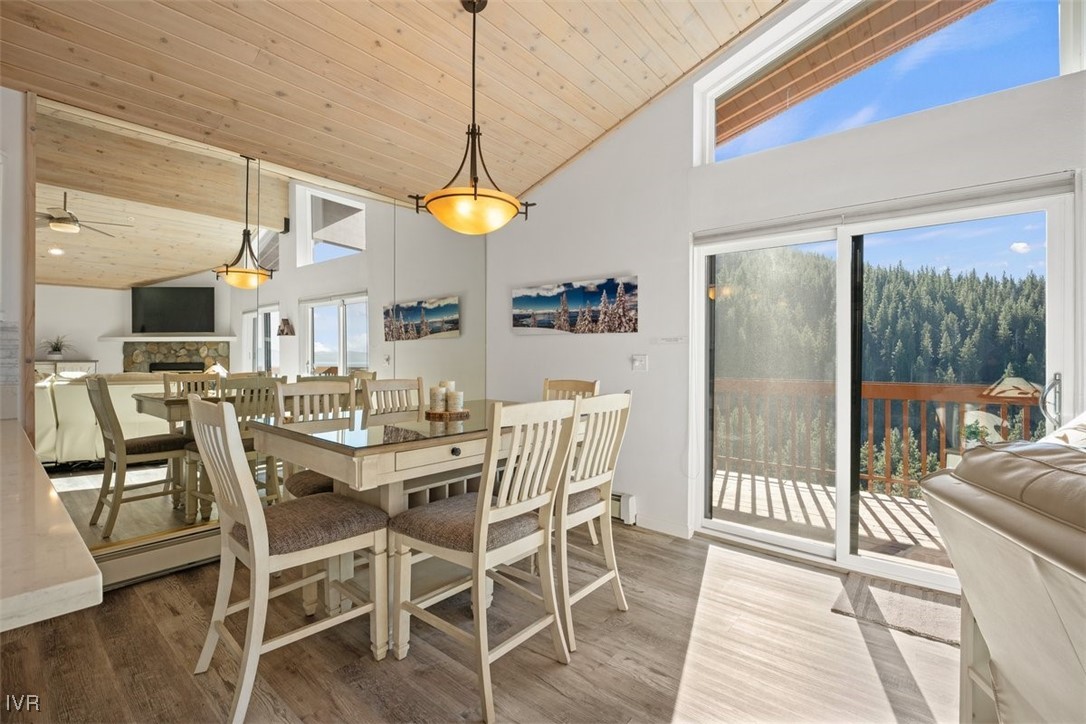 400 Fairview Boulevard, Unit 86 Incline Village, NV 89451 - Photo 9 of 36 a view of a dining room and livingroom with furniture wooden floor a chandelier