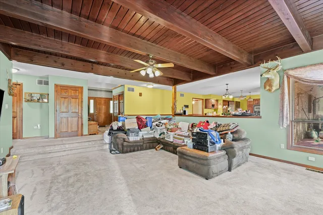 a bathroom with a sink vanity and a mirror