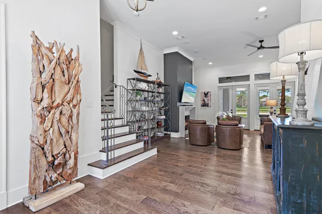 a living room with furniture