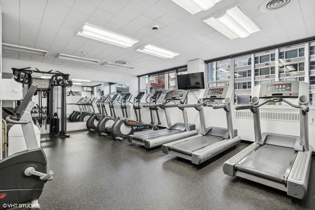 a view of a room with gym equipment