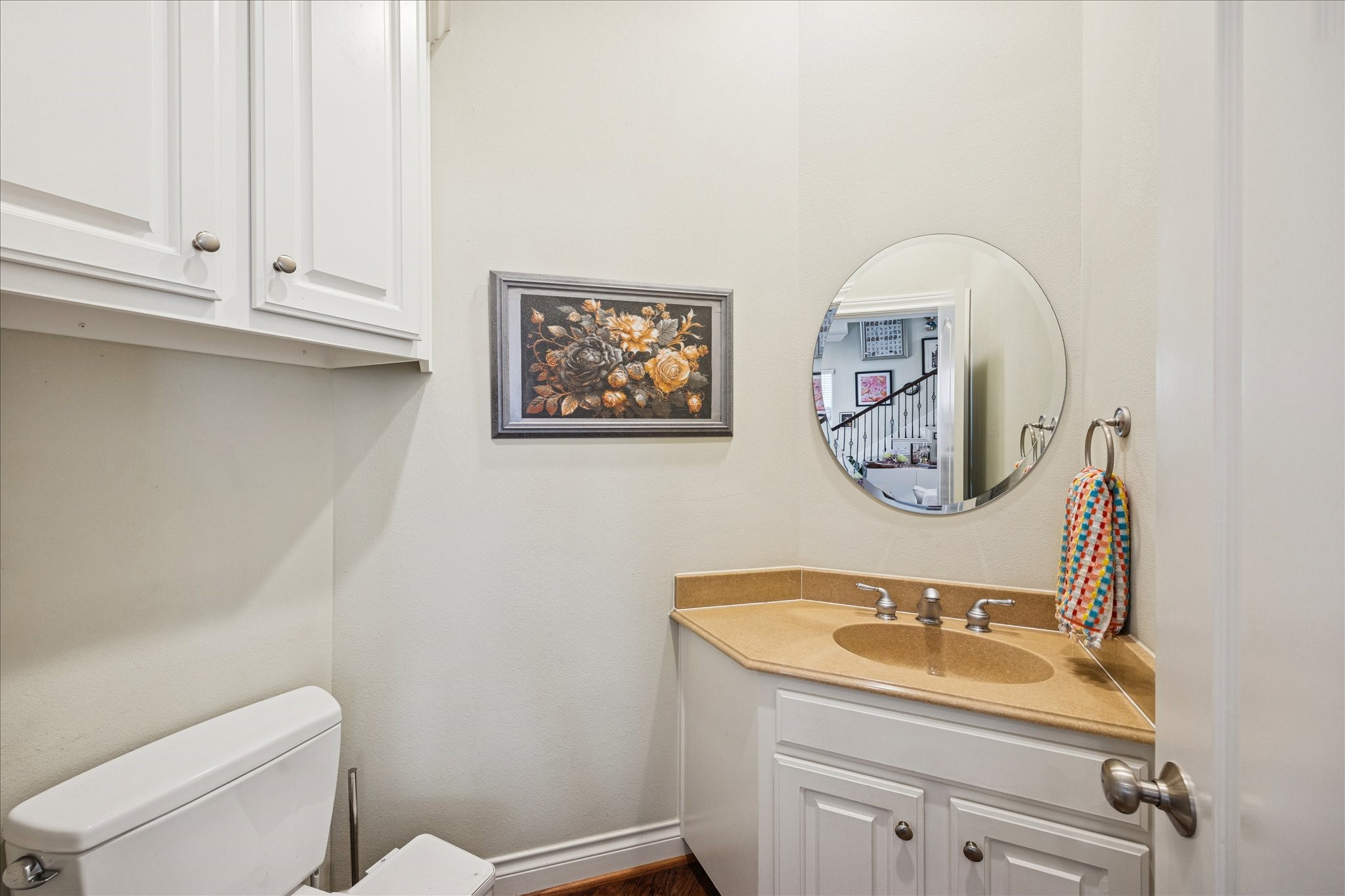 2207 Austin Street Houston, TX 77002 - Photo 9 of 34 This is the powder room located on the second floor so guests have their own bathroom to use, not having to use a bedroom bathroom. It's conveniently tucked away for privacy.