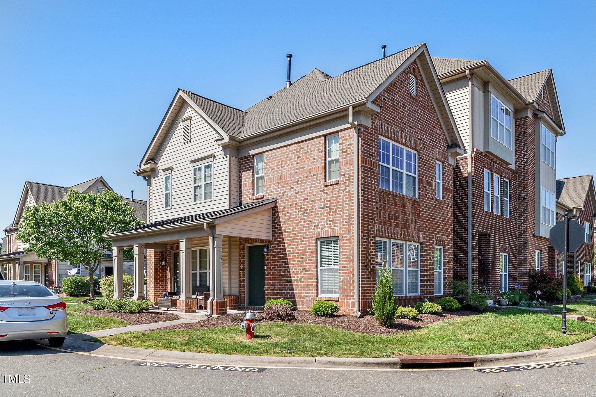 a front view of multiple houses