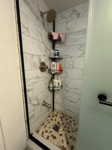 a bathroom with a shower