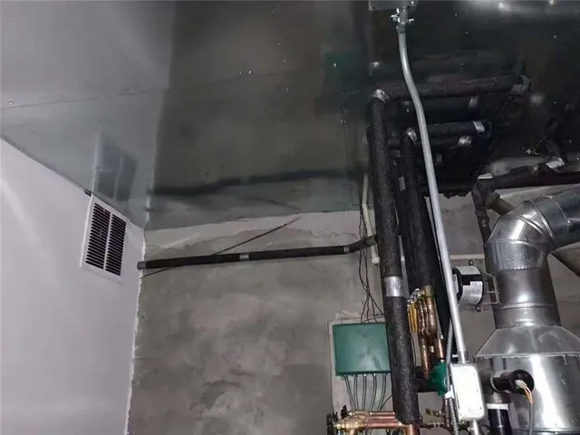 a close view of water heater room