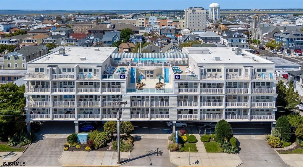 a view of a building with a garden