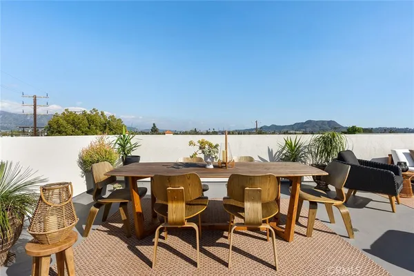 a view of an outdoor space with seating area