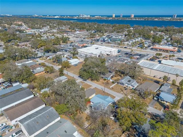 a view of a city and ocean view