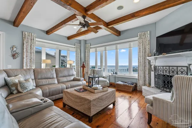 a view of swimming pool from a window