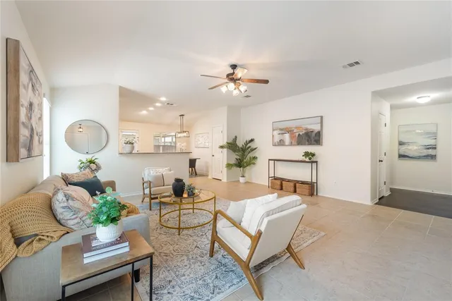 a living room with furniture