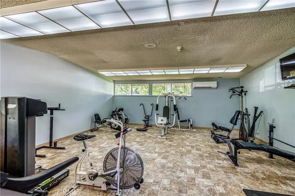 a room with gym equipment