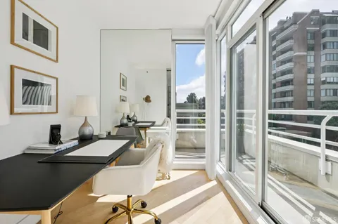 a view of a balcony from door