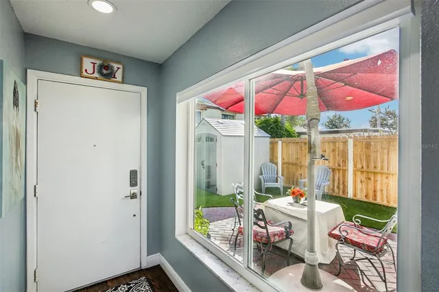 a outdoor space with furniture