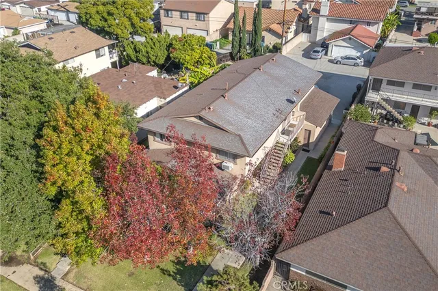 an aerial view of a house