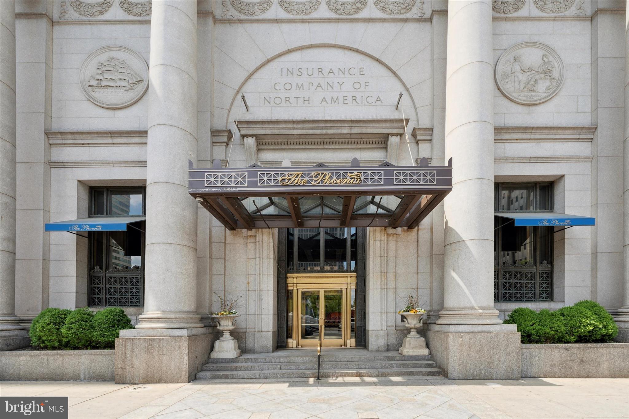 a front view of a building with entryway