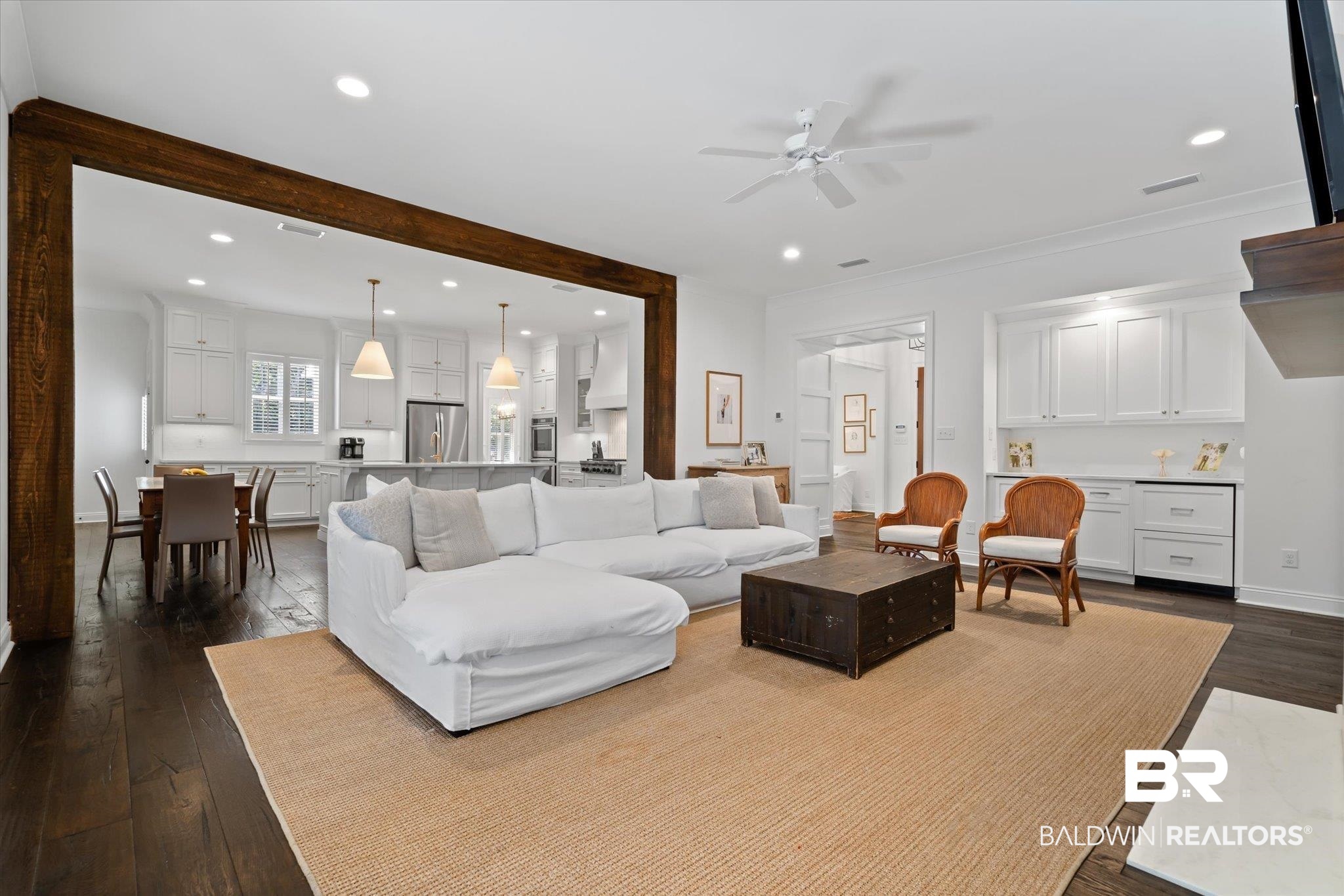3713 Old Shell Road Mobile, AL 36608 - Photo 19 of 52 Living room featuring hardwood / wood-style floors and ceiling fan