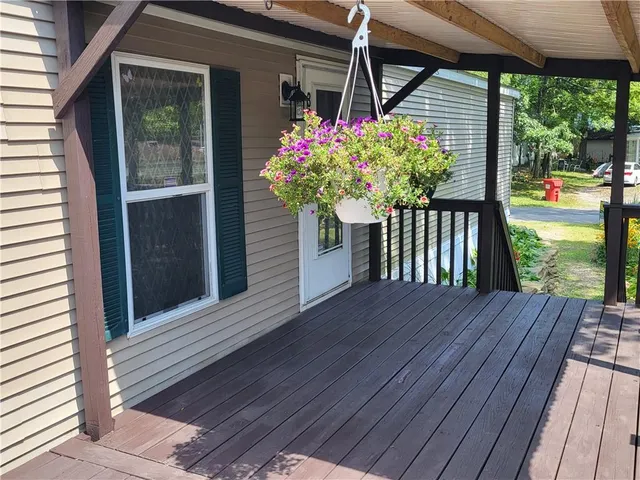 a flower garden view with a potted plant