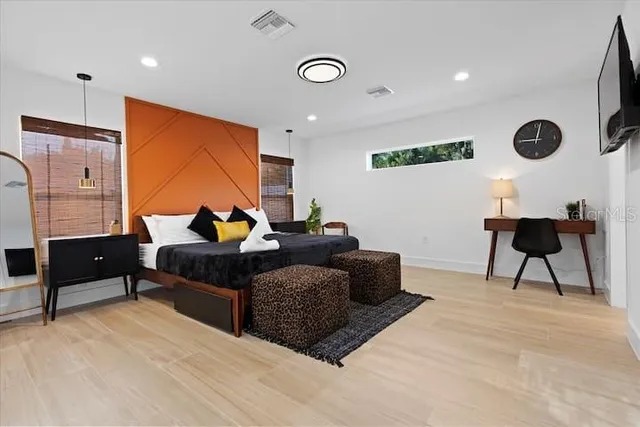 a living room with furniture