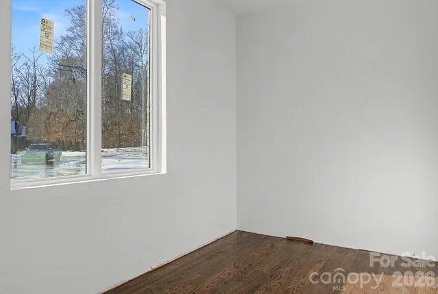 a view of a small space with a window