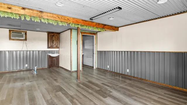 an outdoor view of a garage