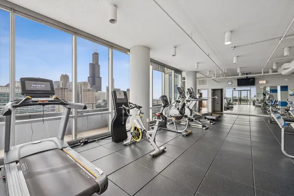 a view of a room with gym equipment