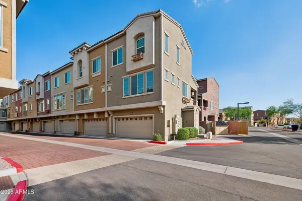 a front view of a building with street