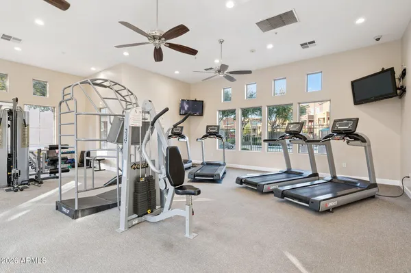 a view of a room with gym equipment