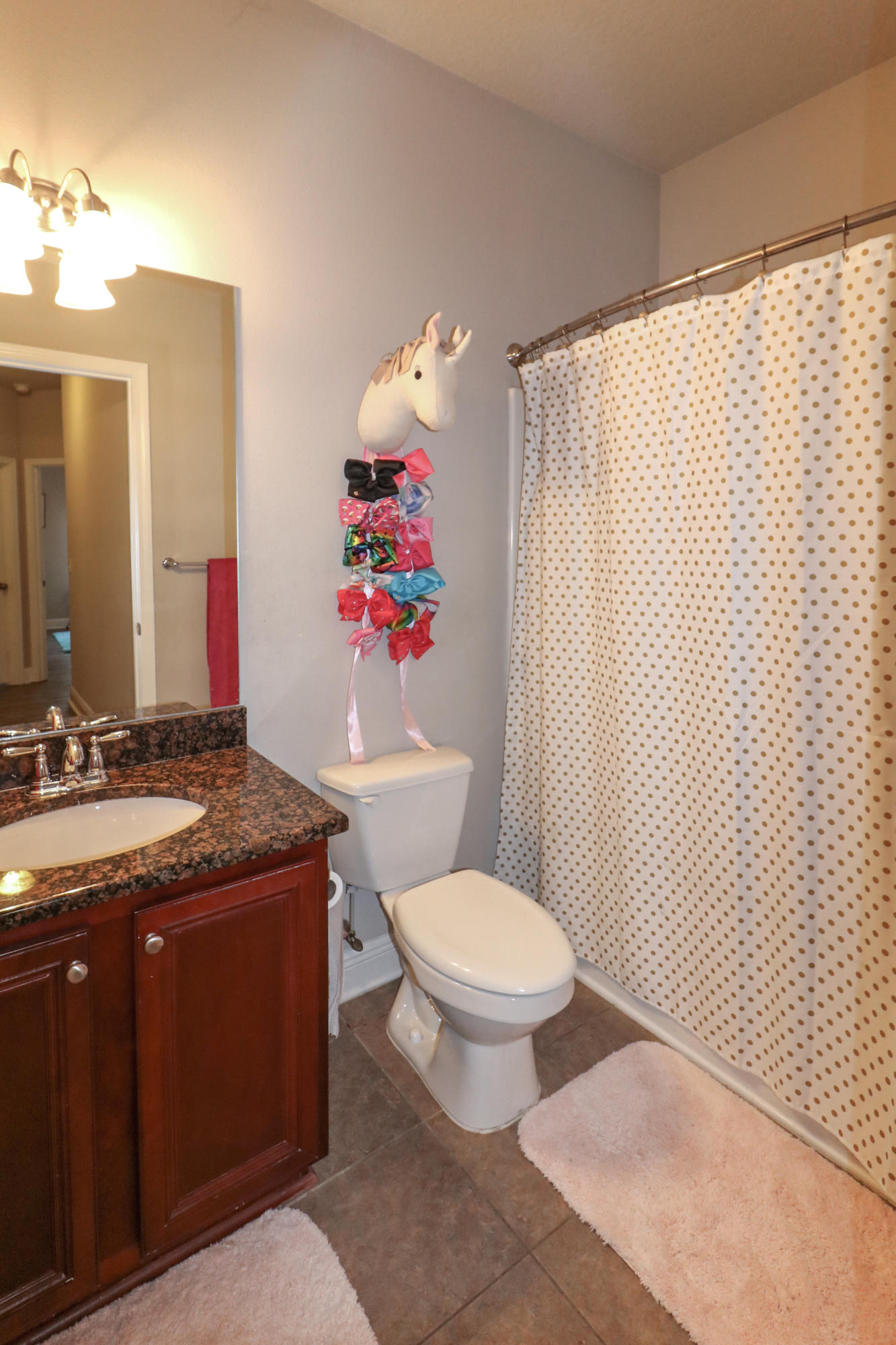 675 Red Fern Road Crestview, FL 32536 - Photo 25 of 35 a bathroom with a granite countertop sink mirror vanity and toilet