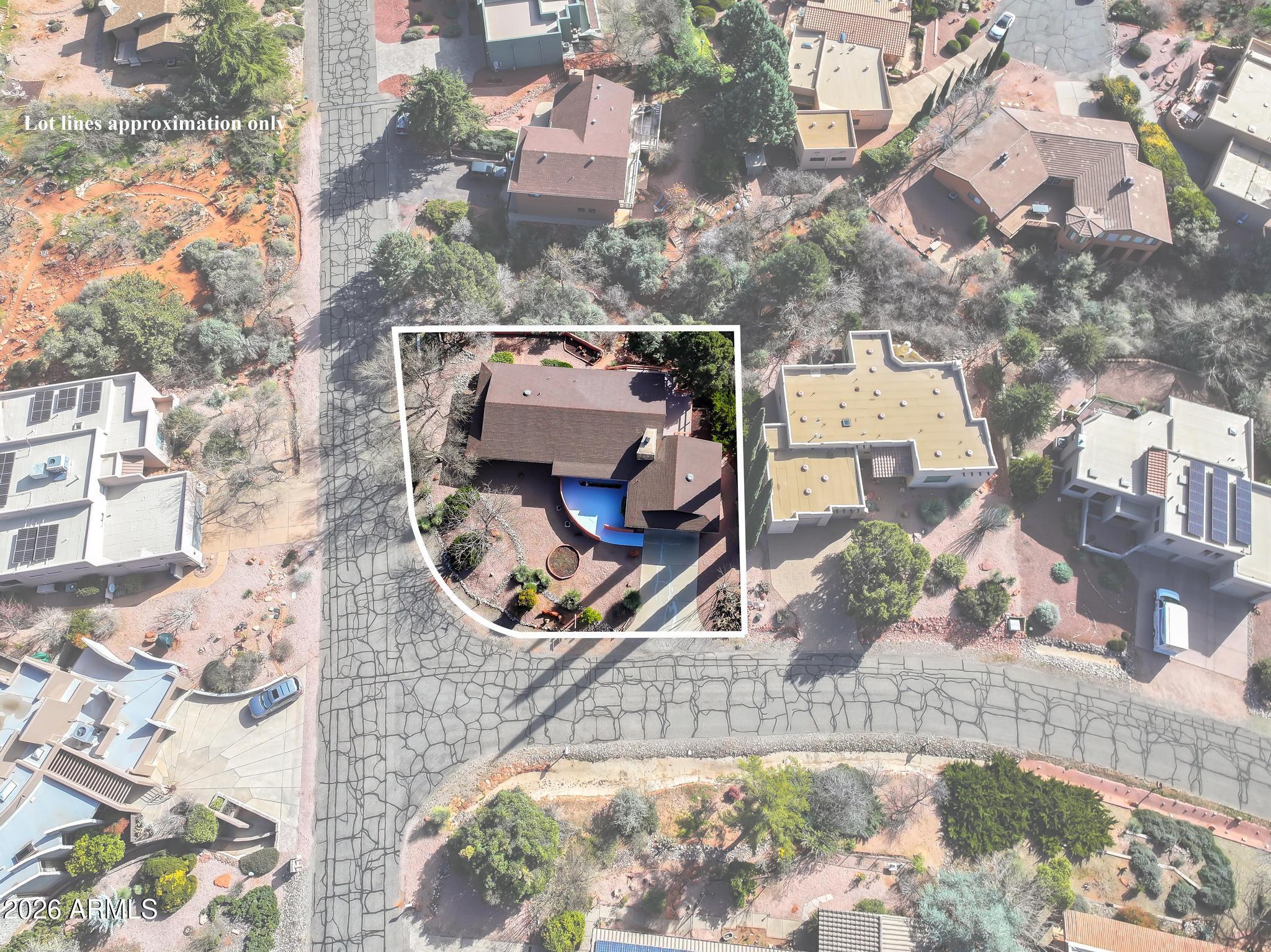 90 Box Canyon Road Sedona, AZ 86351 - Photo 5 of 51 Aerial over apprx lot line