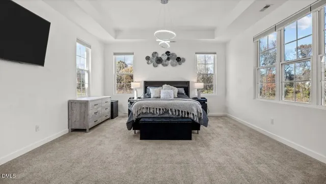 a bedroom with a bed window and flat screen tv