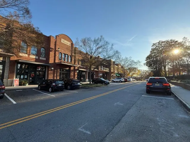 a front view of a building with street view