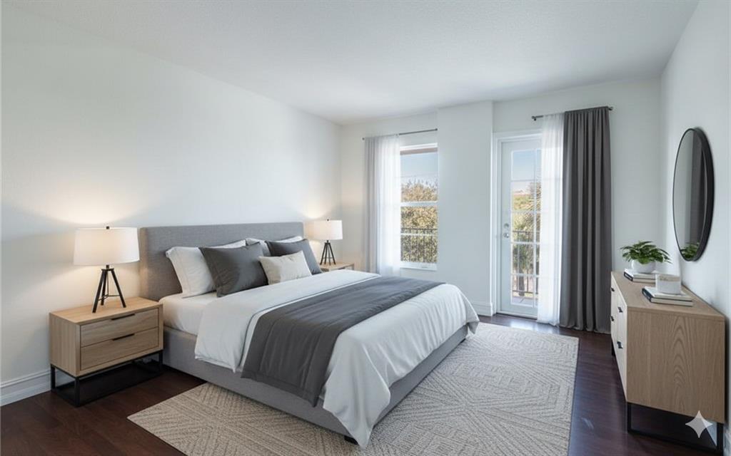 950 Ponce De Leon Road, Unit 408 Boca Raton, FL 33432 - Photo 12 of 50 a bedroom with bed and a flat screen tv